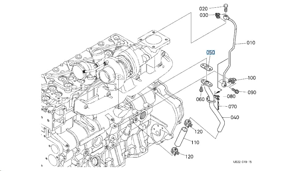 Uszczelka rury turbosprężarki M125GX