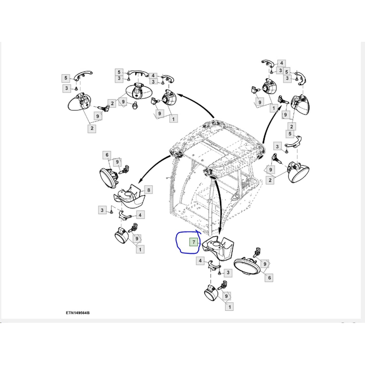 Zaślepka świateł dachowych john deere