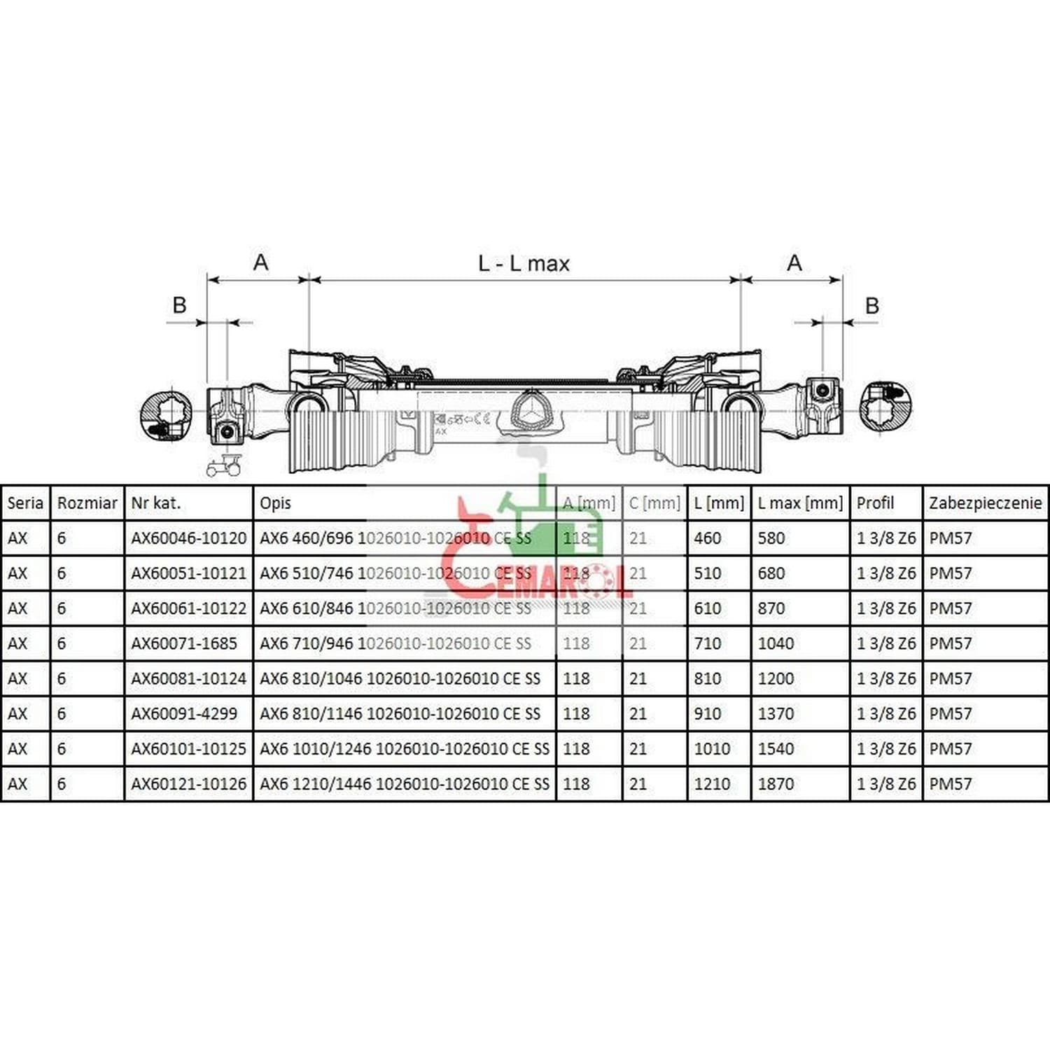 Wał przekaźnika mocy ax6sj 1026019-1506260 1.3/8z8x1.3/8z6