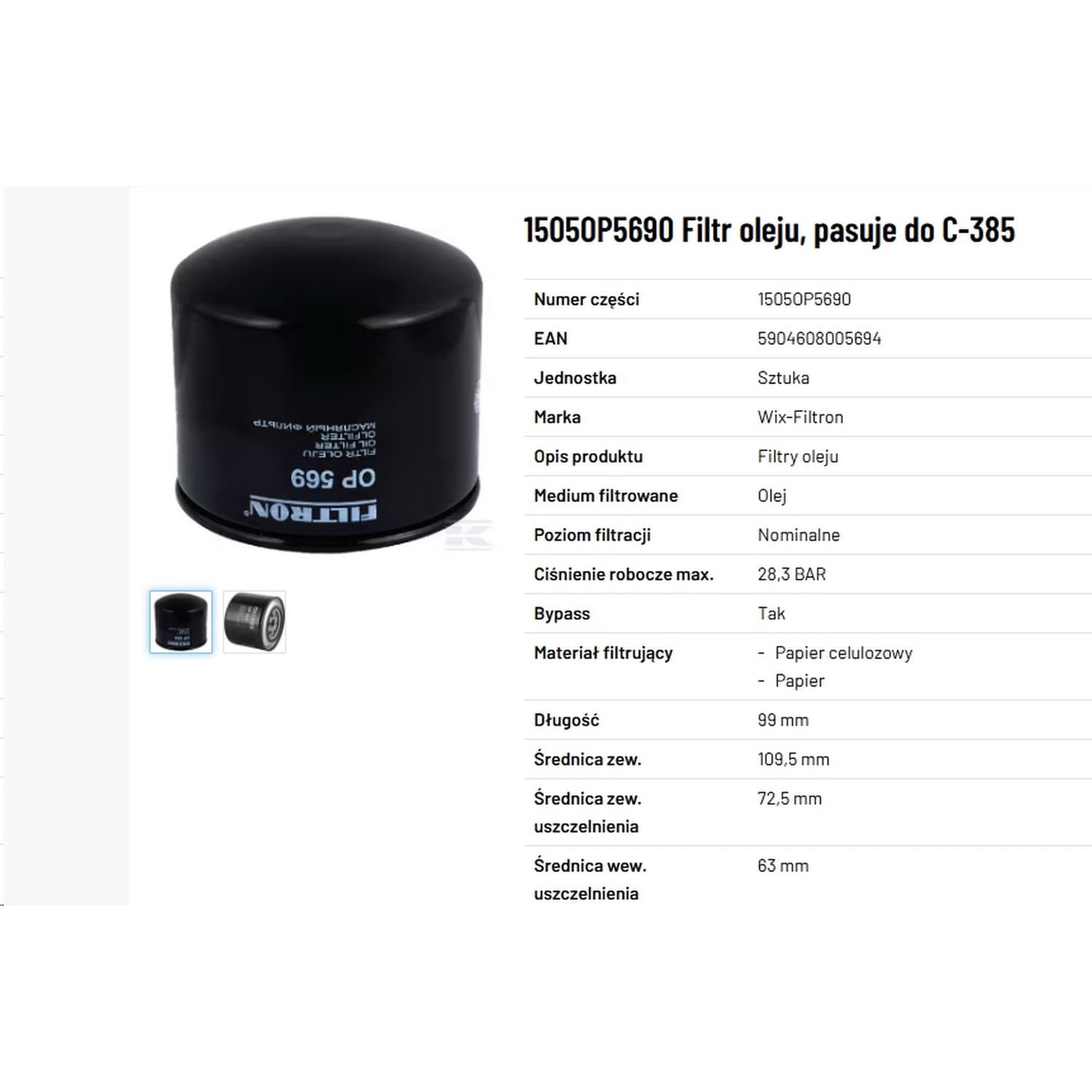 filtr oleju silnika c385