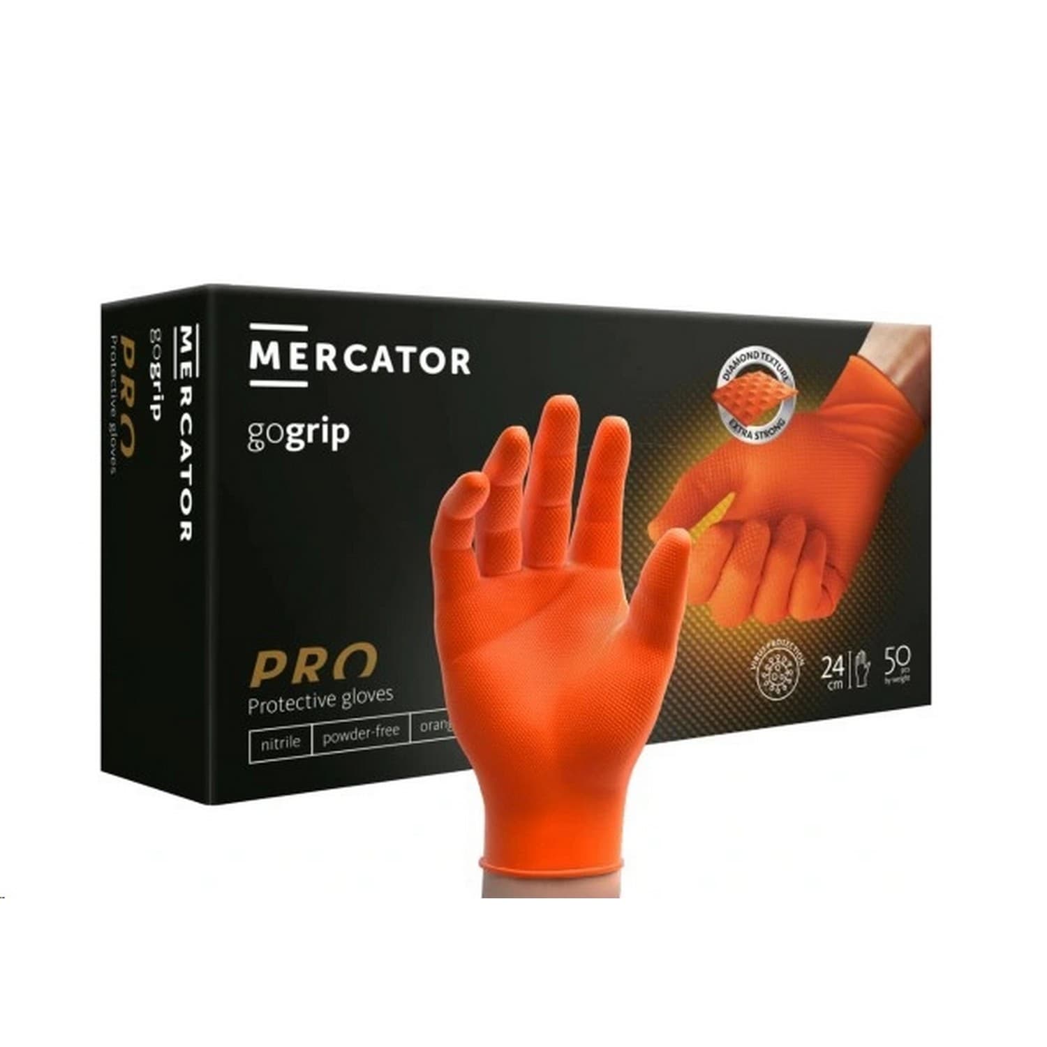 Rękawiczki nitrylowe bezpudrowe wzmocnione pomarańczowe 50szt. xl,l, m