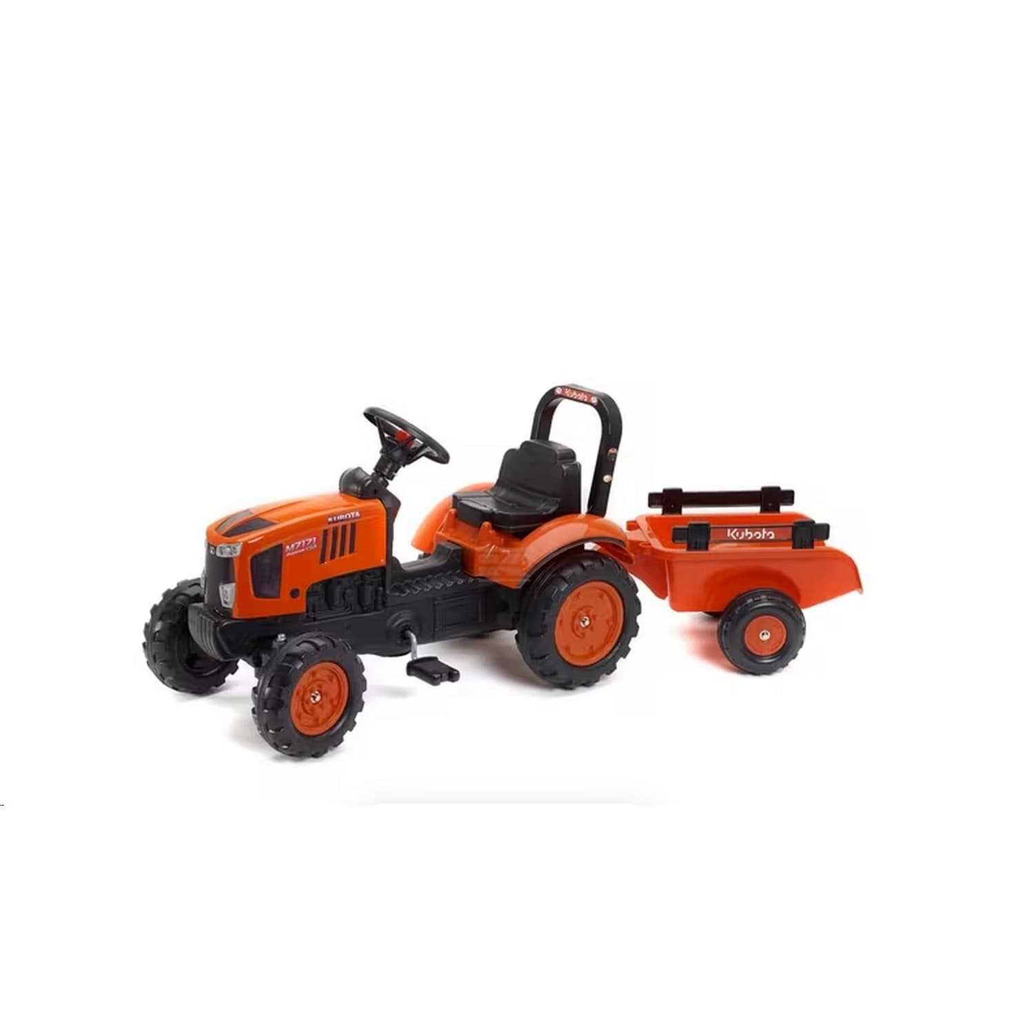 Jeździk dla dzieci traktor Kubota M7151 z siedziskeim i przyczepą